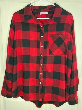 Arizona Jean Company Red and Black Buffalo Plaid Button-Down Shirt, Cabin